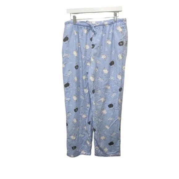LANZ OF SALZBURG Womens Counting Sheep Blue 2-Piece Flannel Pajamas Size 2X - Picture 3 of 3
